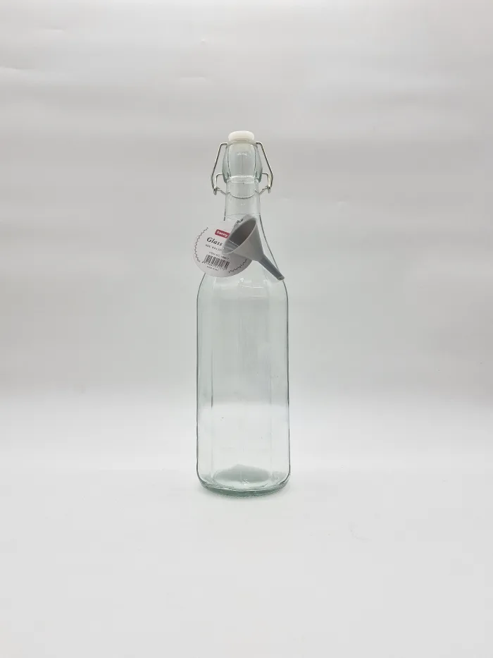 V246 H32cm 1L 10,50LV (2) Transparent Glass Water Bottle With Clip - Image 2