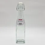 Прозрачная стеклянная бутылка для воды с зажимом
