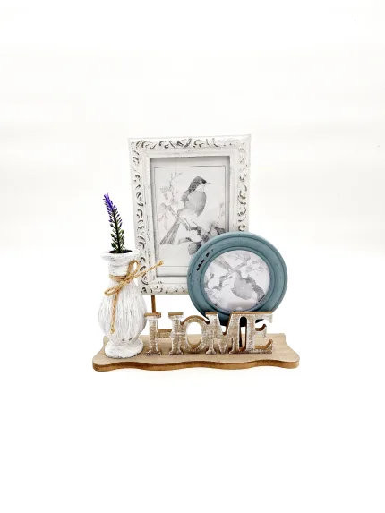 Wooden decoration with photo frame