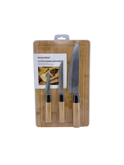 Cutting board with knife set