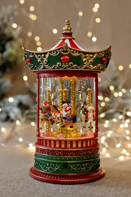 Музикален светещ Коледен фенер - Карусел