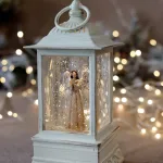 Музикален светещ Коледен фенер - Ангел