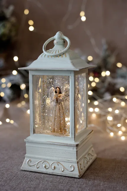 Музикален светещ Коледен фенер - Ангел