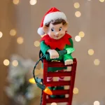 Движеща се музикална декорация - Дядо Коледа с помощник Елф