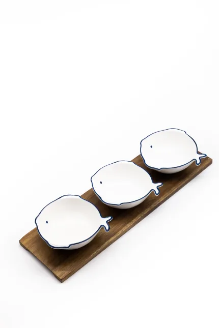 Set of platters with sauces