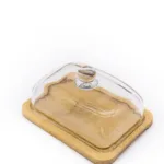 Кутия за масло с бамбукова основа и стъклен капак