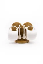 Комплект керамични чаши 2 бр с бамбукова основа- сърце — изображение 2