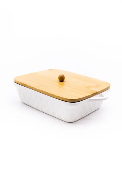 Ceramic tray with bamboo lid