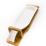 Керамично плато за сервиране с бамбукова основа