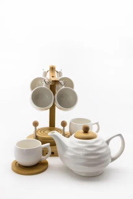 Tea set - ceramic teapot with cups 6 pcs