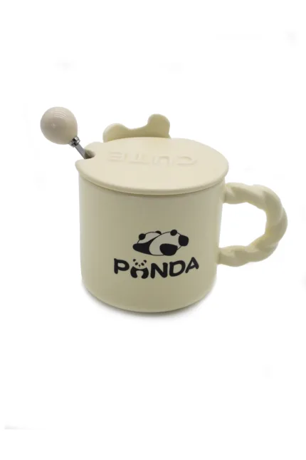 Керамична чаша с капак и лъжица