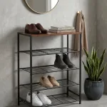 Metal shoe rack, 5 tiers