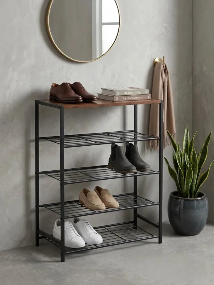 Metal shoe rack, 5 tiers - Image 1