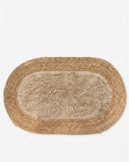 Woven jute and plush rug