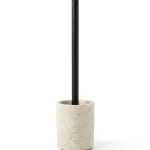 Ceramic toilet brush holder with metal brush