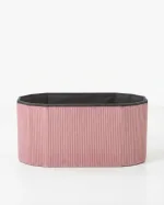 Foldable suede-effect storage stool/chest - Image 2