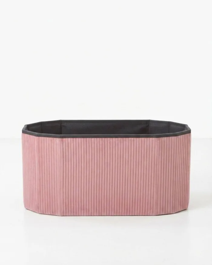 Foldable suede-effect storage stool/chest - Image 2