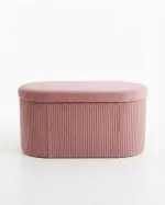 Foldable suede-effect storage stool/chest