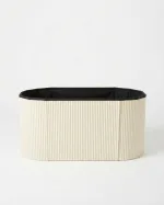 Foldable suede-effect storage stool/chest - Image 2