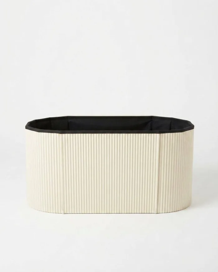 Foldable suede-effect storage stool/chest - Image 2