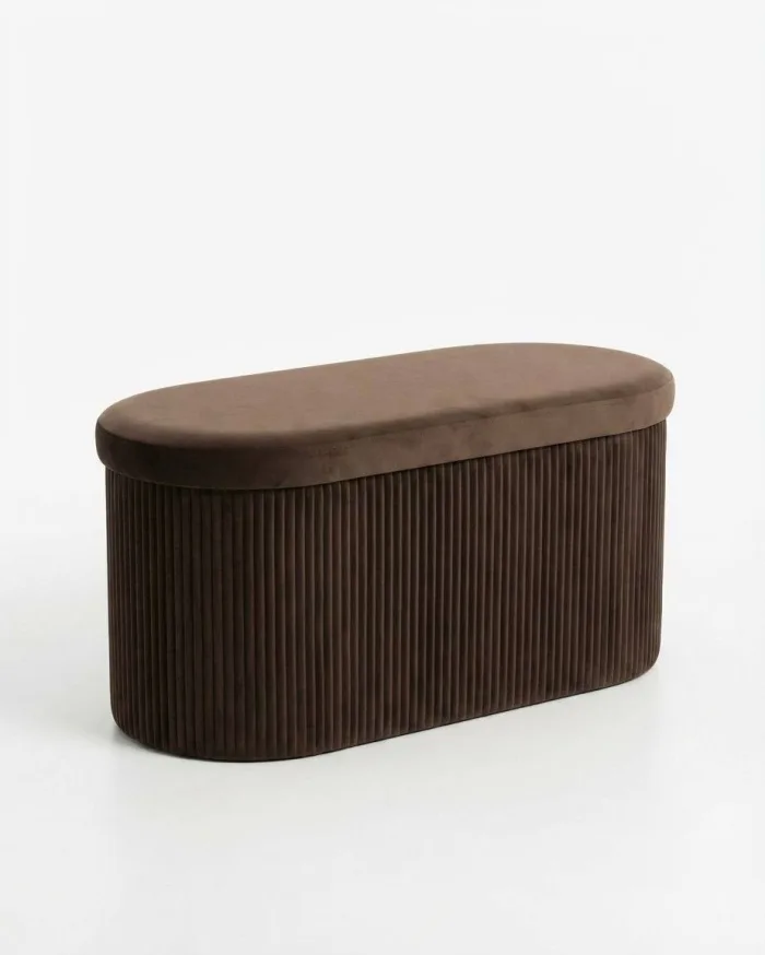 Foldable suede-effect storage stool/chest - Image 3