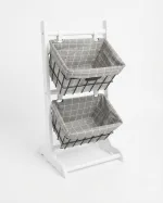 Wooden shelving unit with 2 baskets - Image 3