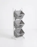 Wooden shelving unit with 3 baskets - Image 2