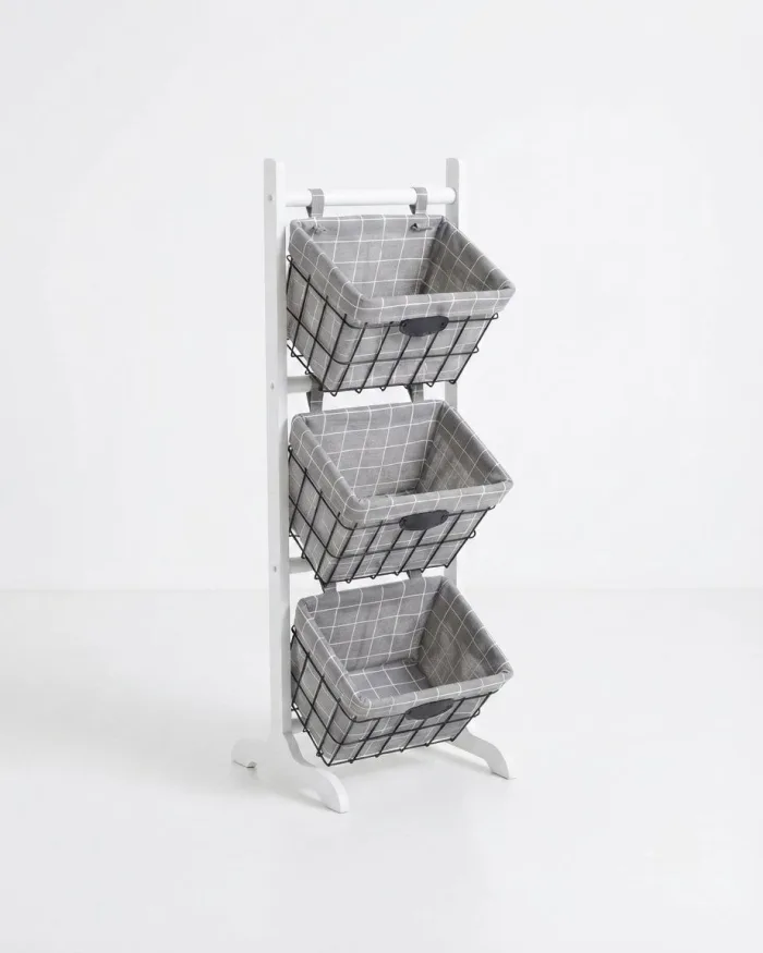 Wooden shelving unit with 3 baskets - Image 2
