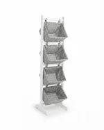 Wooden shelving unit with 4 baskets - Image 2
