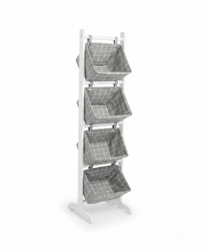 Wooden shelving unit with 4 baskets - Image 2