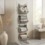 Wooden shelving unit with 4 baskets