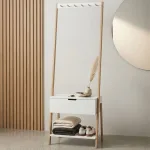 Bamboo coat rack with a drawer