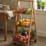 Three-tier trolley on wheels