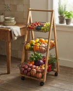 Three-tier trolley on wheels